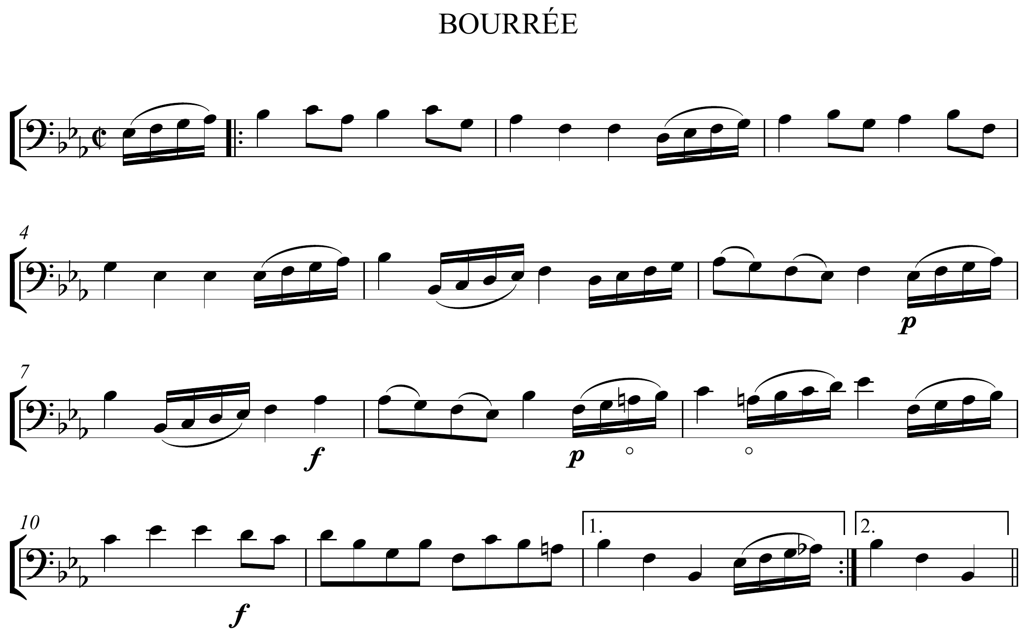 Johann Sebastian Bach Cello Suite No. 4, BWV 1010 Altered score page 1