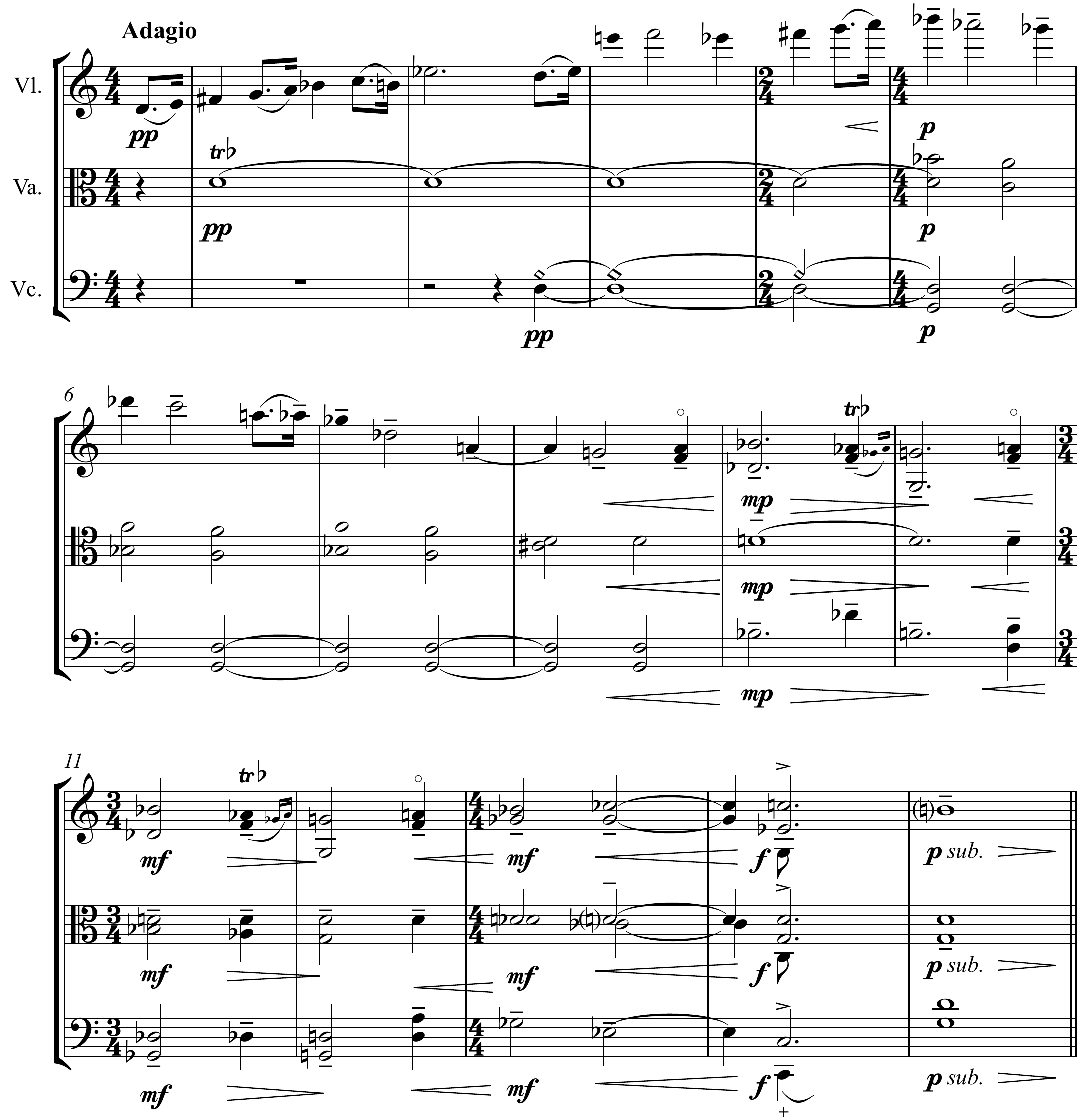 Alfred Schnittke String Trio Altered score page 1