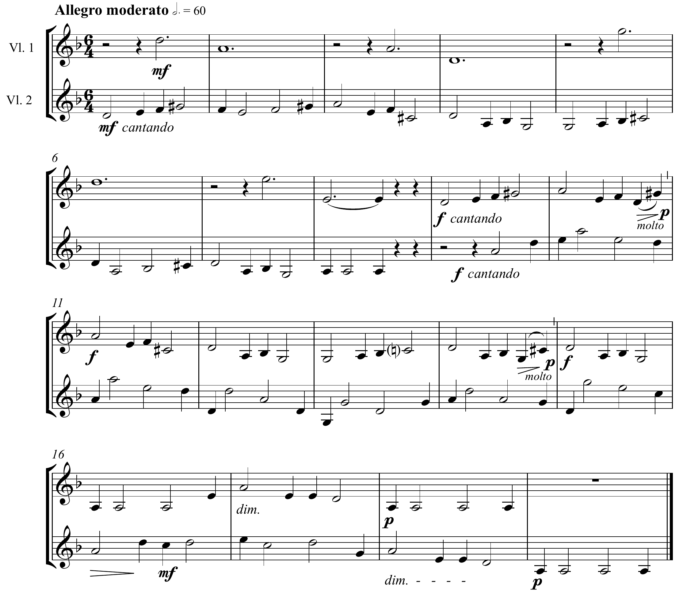 Béla Bartok Duo No. 7, ‘Wallachisches Lied’ Altered score page 1