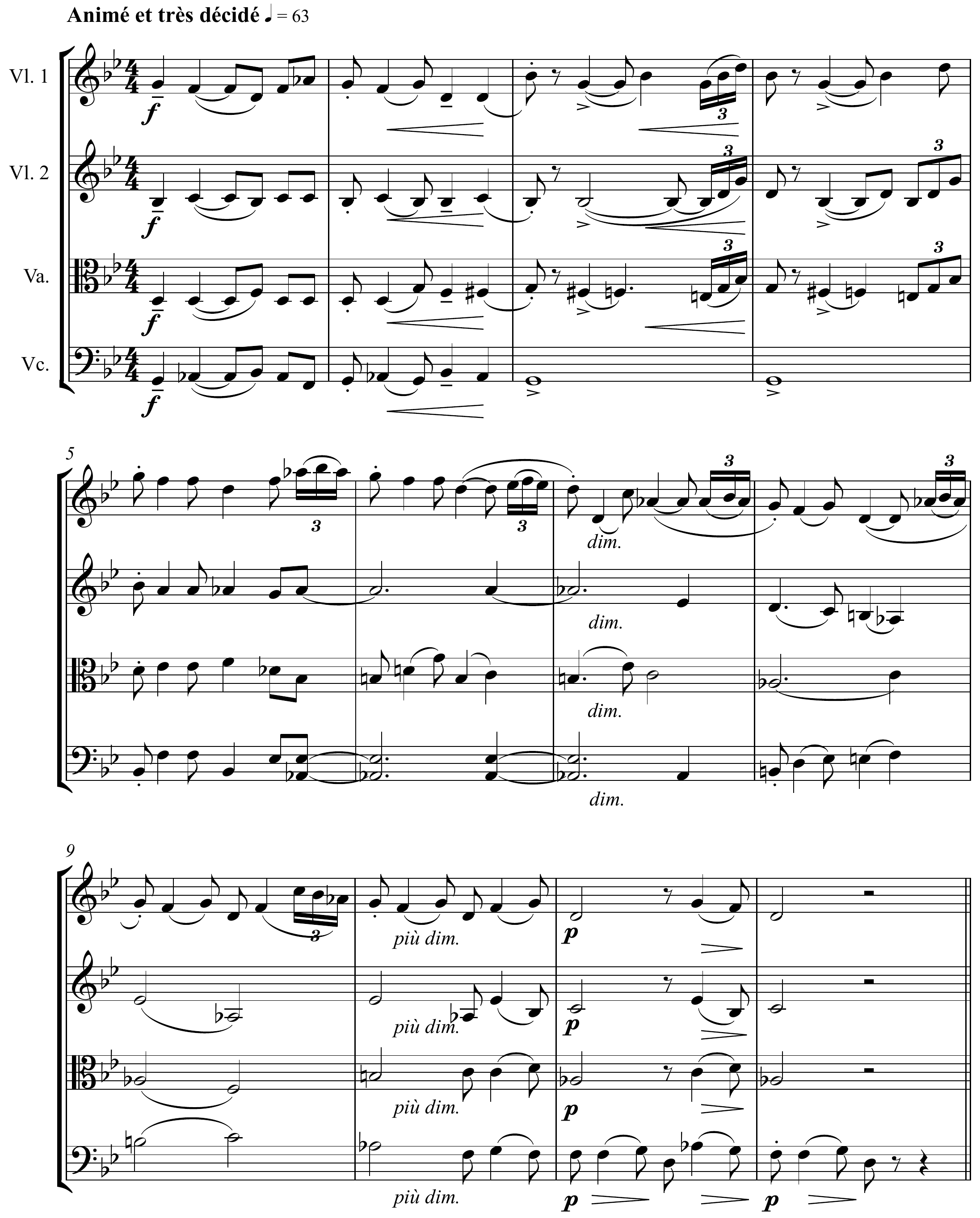 Claude Debussy String Quartet Op. 10 Altered score page 1