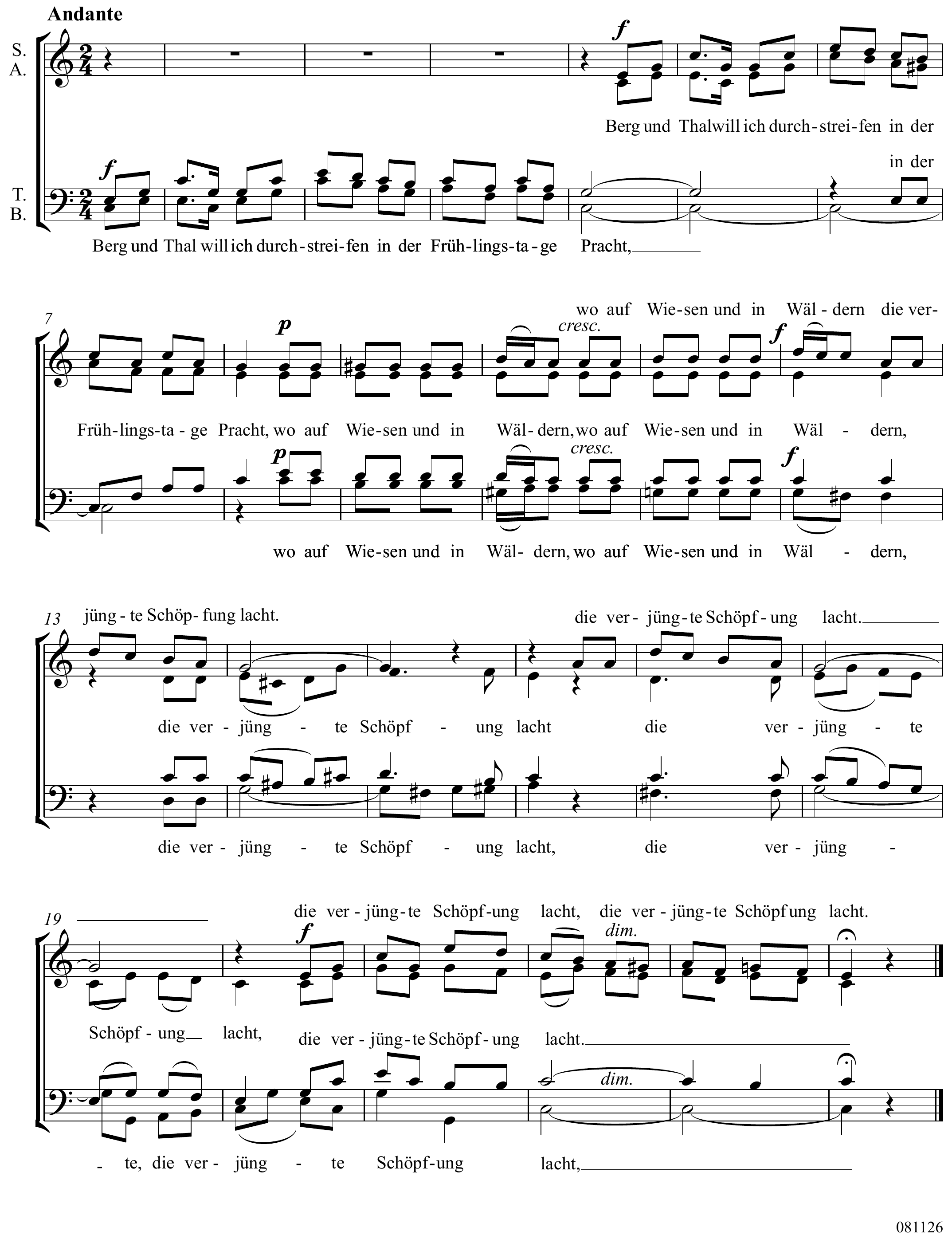 Felix Mendelssohn-Bartholdy Frühlingslied Altered score page 1