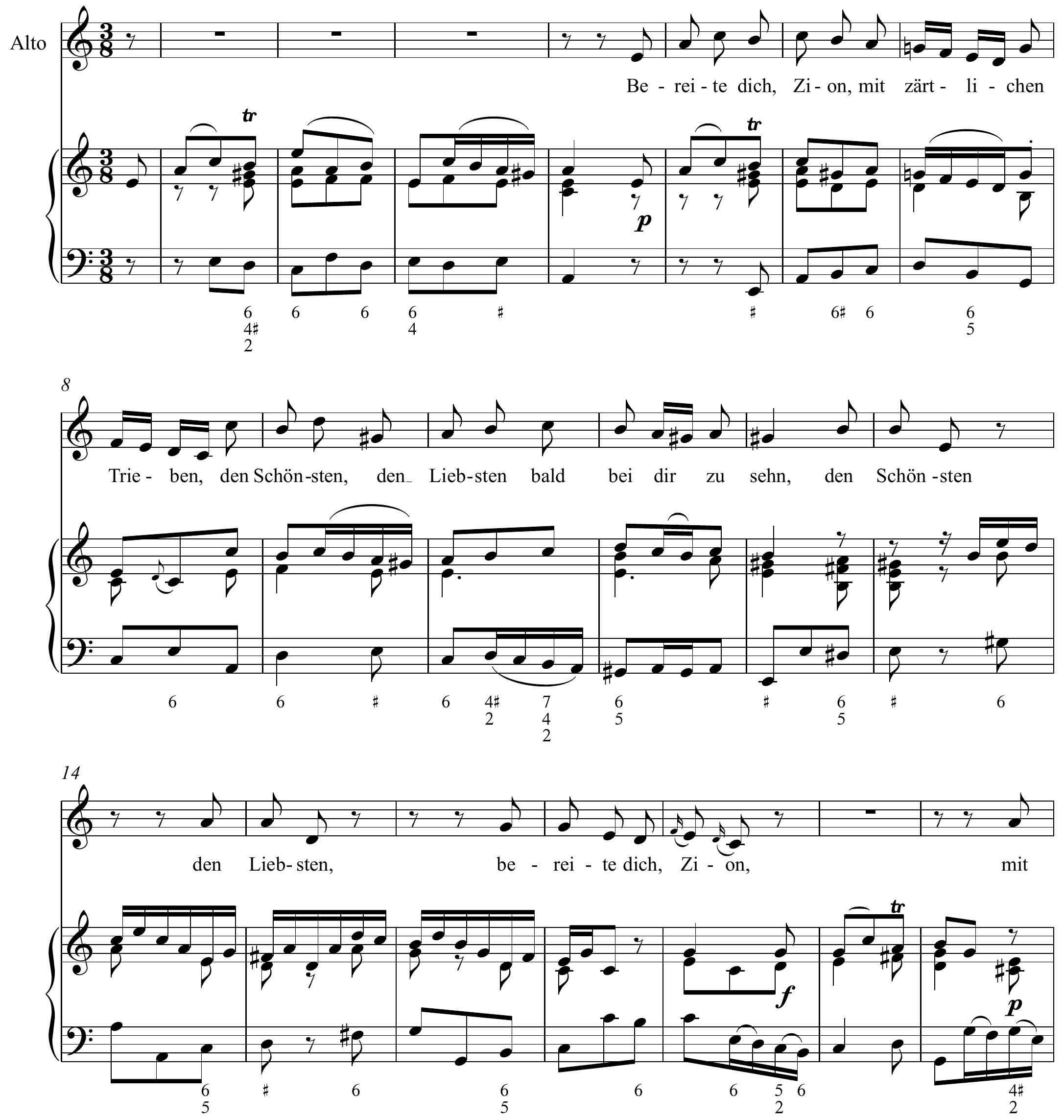 Johann Sebastian Bach Bereite dich Zion Altered score page 1