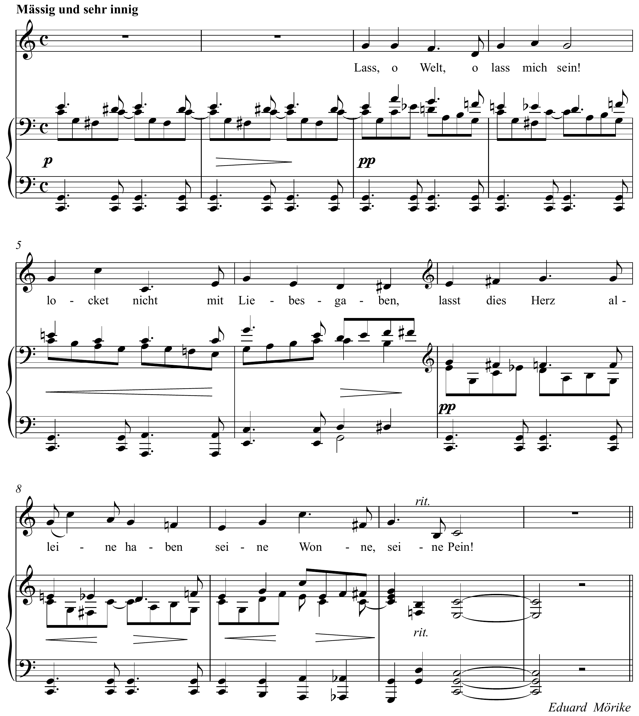 Hugo Wolf Verborgenheit Altered score page 1