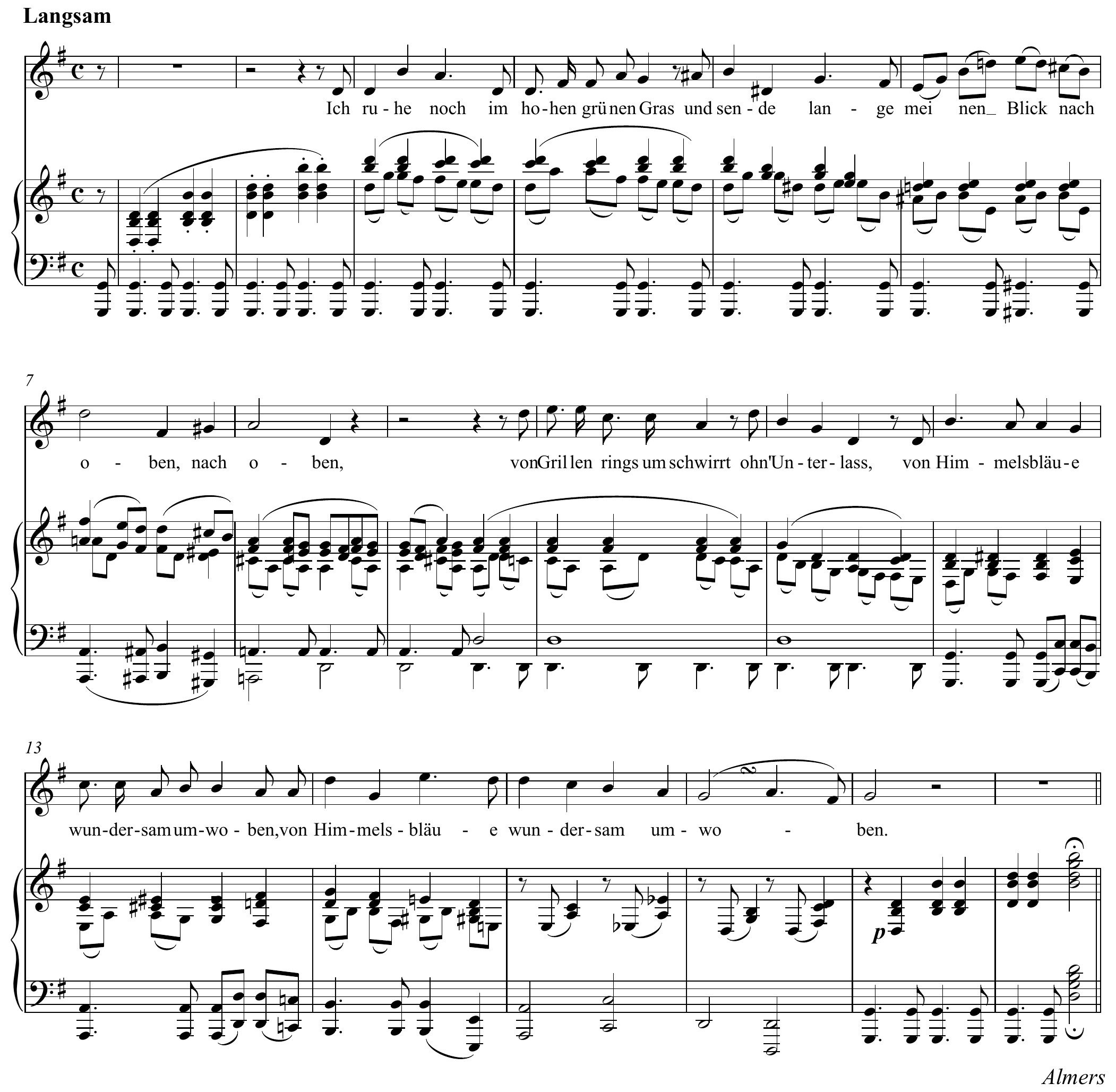 Johannes Brahms Feldeinsamkeit Altered score page 1