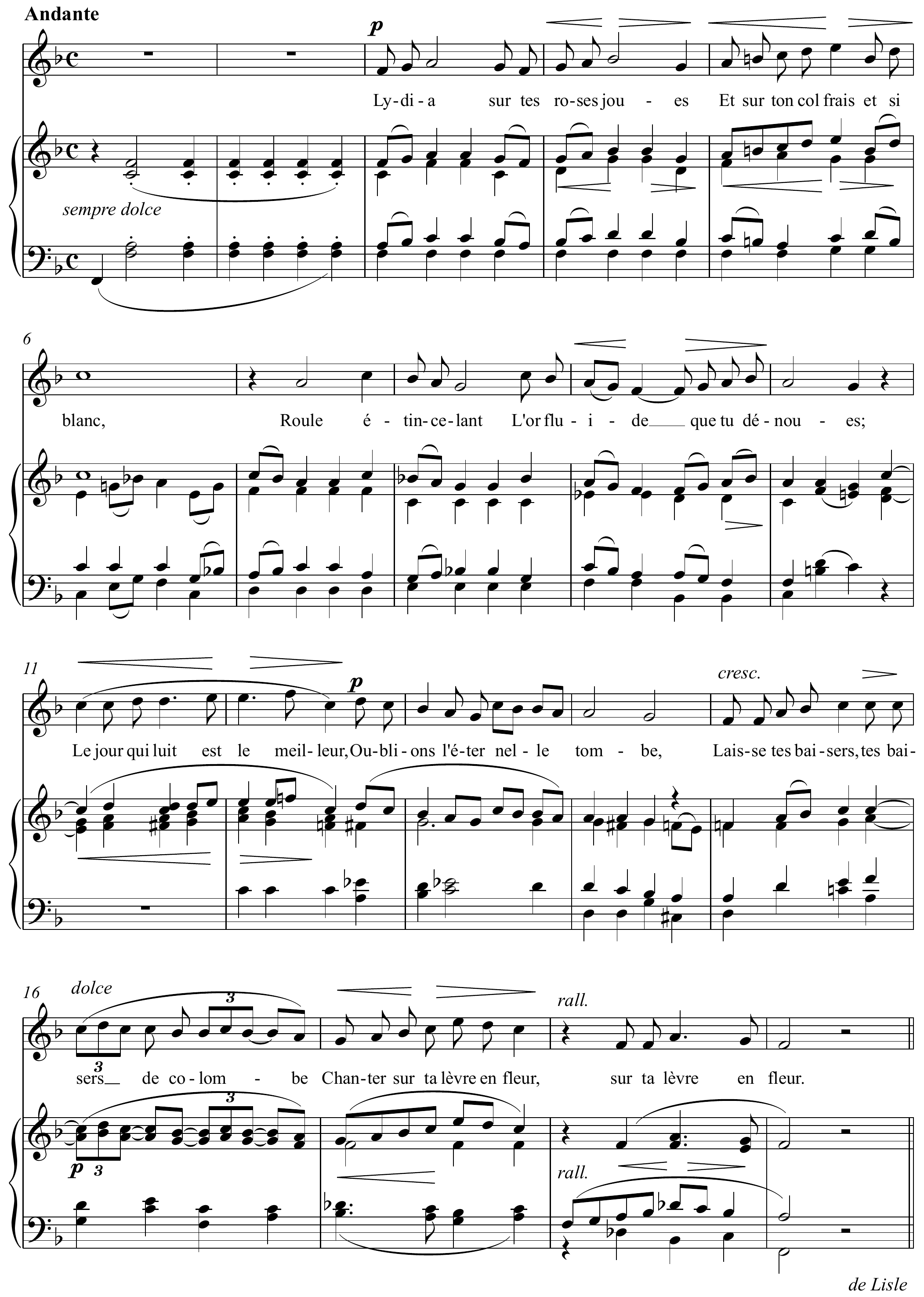 Gabriel Fauré Lydia Altered score page 1