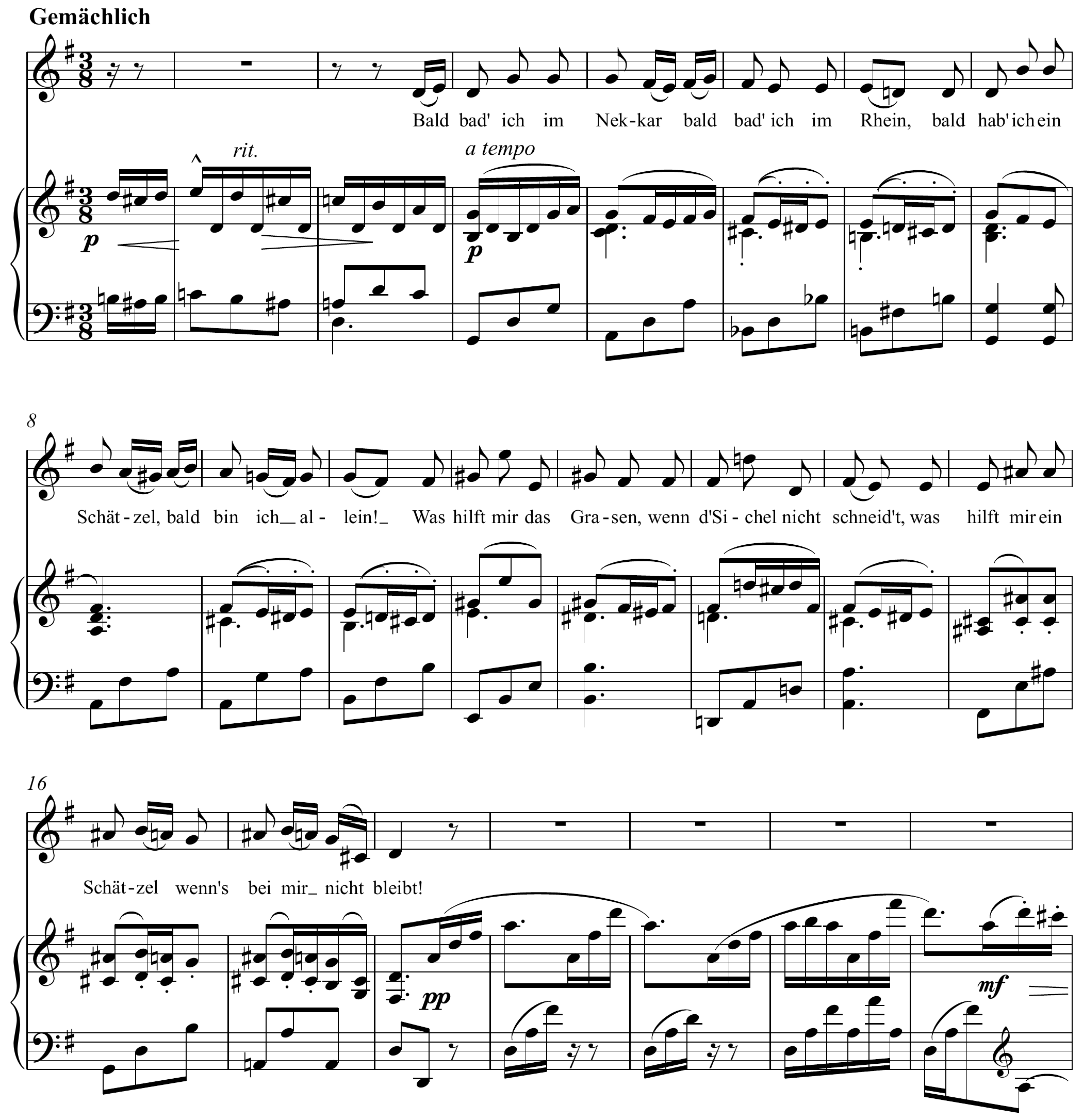 Gustav Mahler Rheinlegendchen Altered score page 1