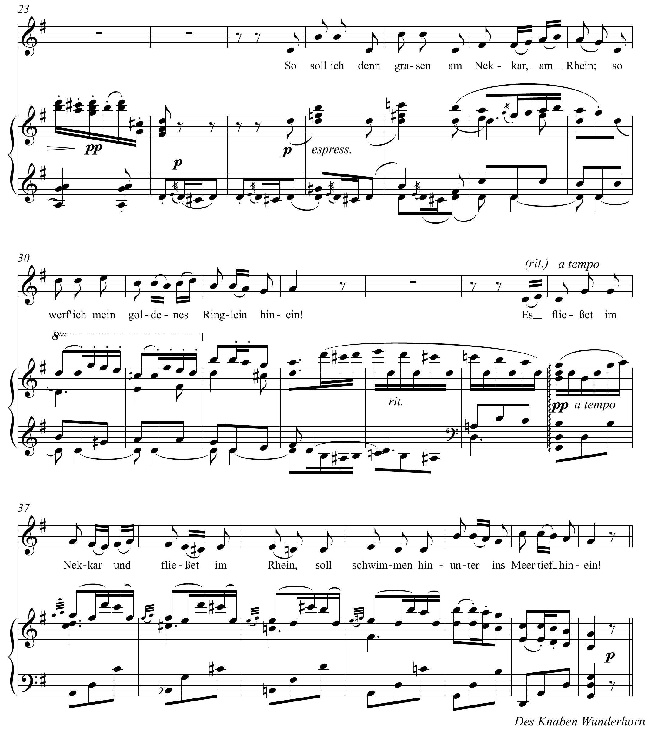 Gustav Mahler Rheinlegendchen Altered score page 2