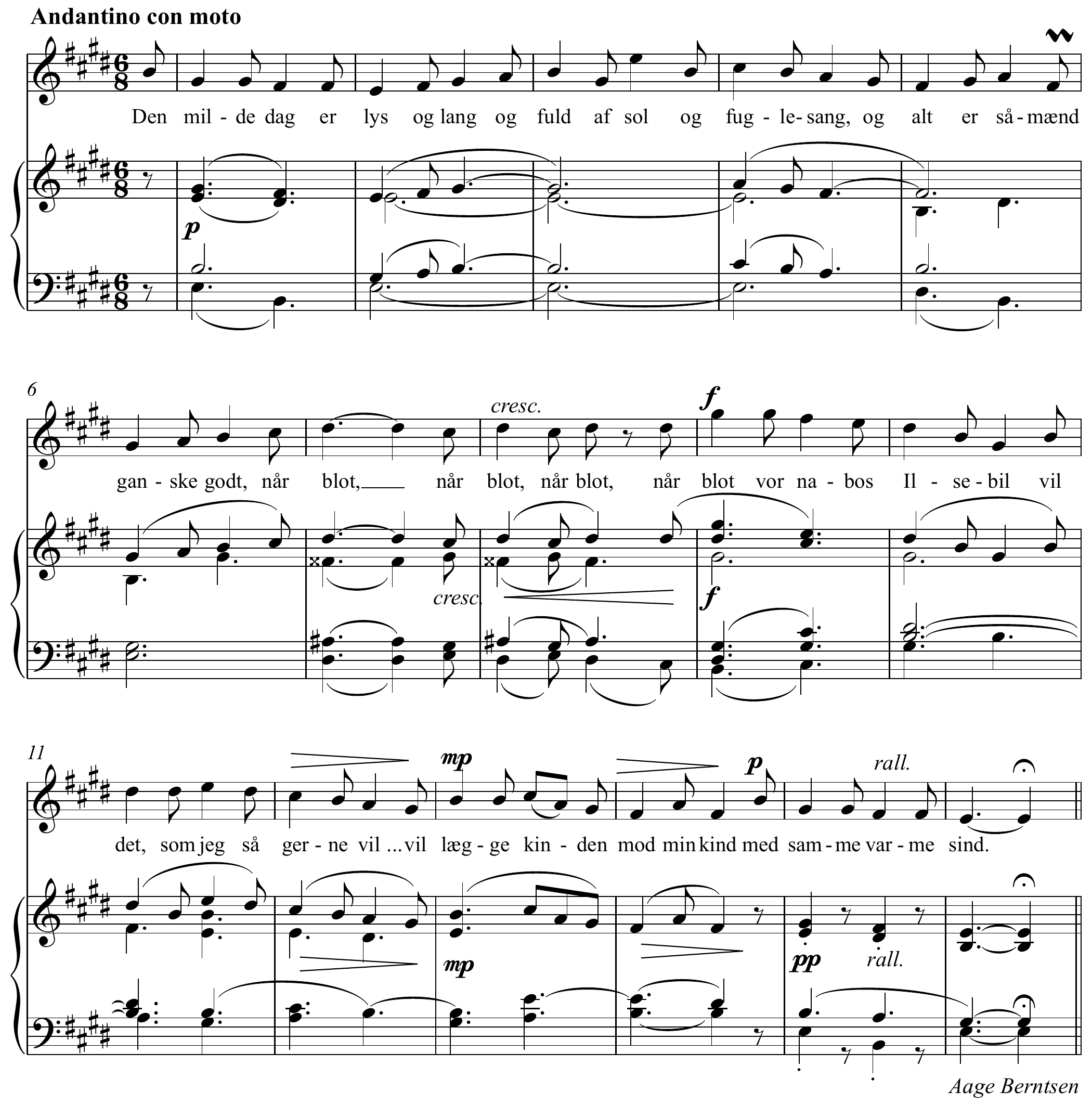 Carl Nielsen Den milde dag Altered score page 1