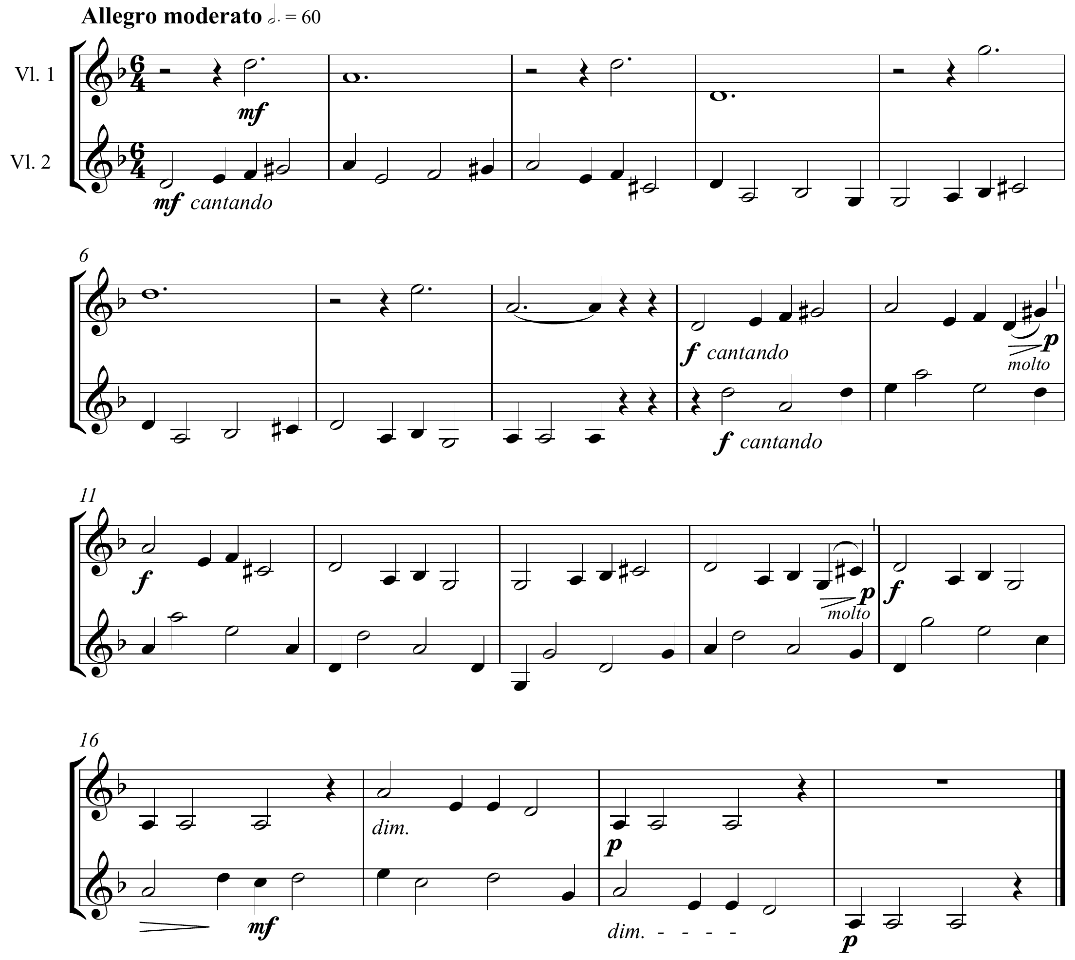 Béla Bartok Duo No. 7, ‘Wallachisches Lied’ Original score page 1