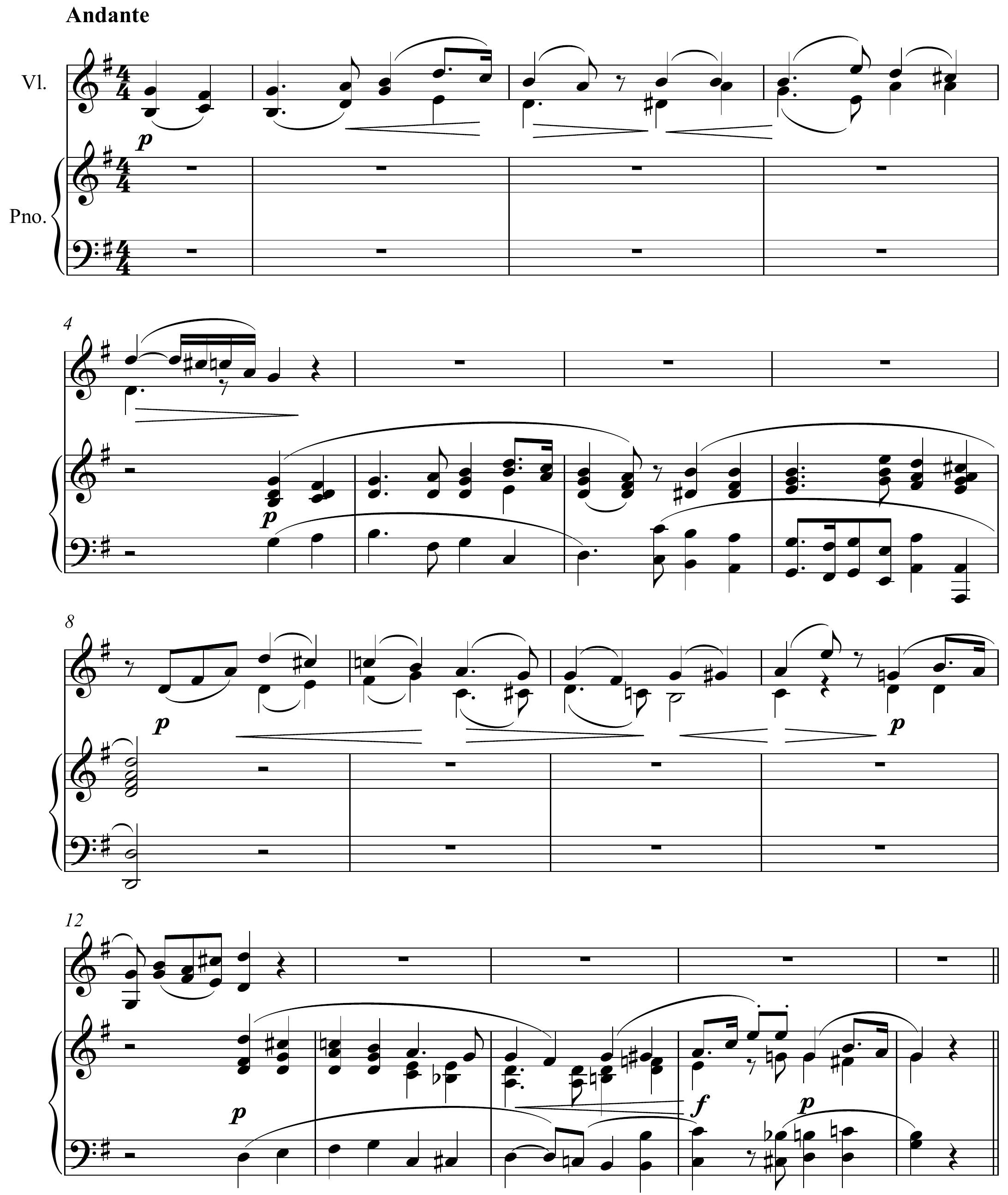 Ludwig van Beethoven Romance Op. 40 Original score page 1