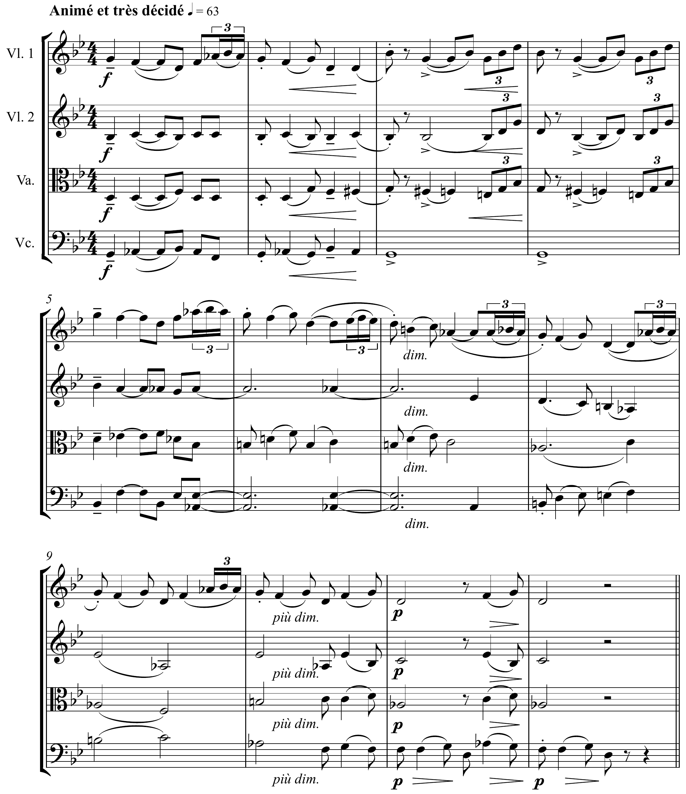Claude Debussy String Quartet Op. 10 Original score page 1