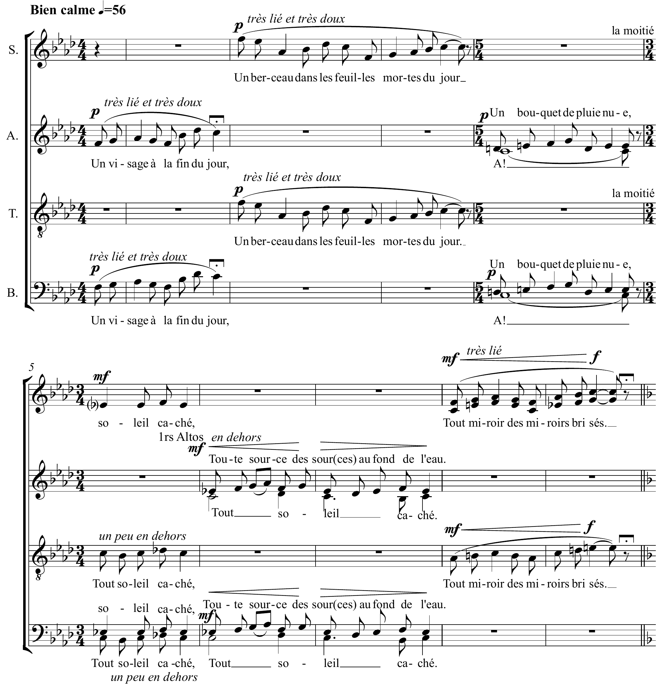 Francis Poulenc Belle et ressemblante Original score page 1