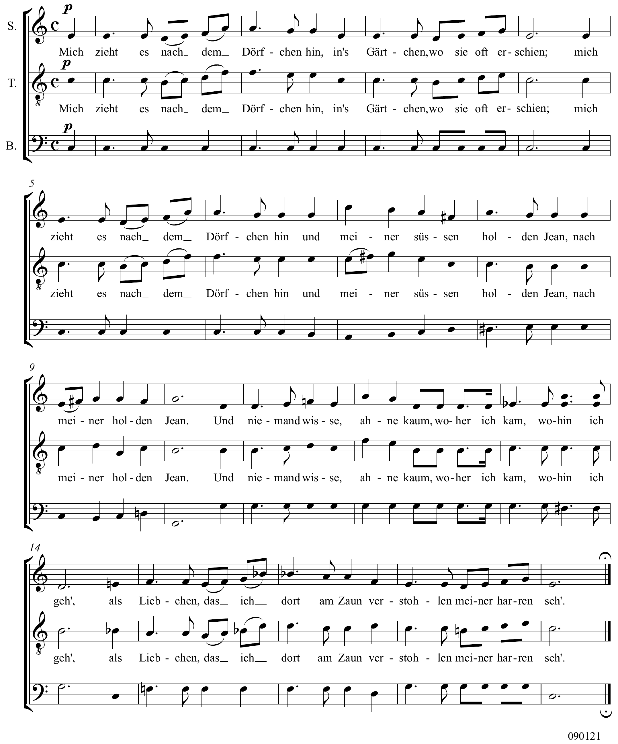 Robert Schumann Mich zieht es nach dem Dörfchen hin Original score page 1