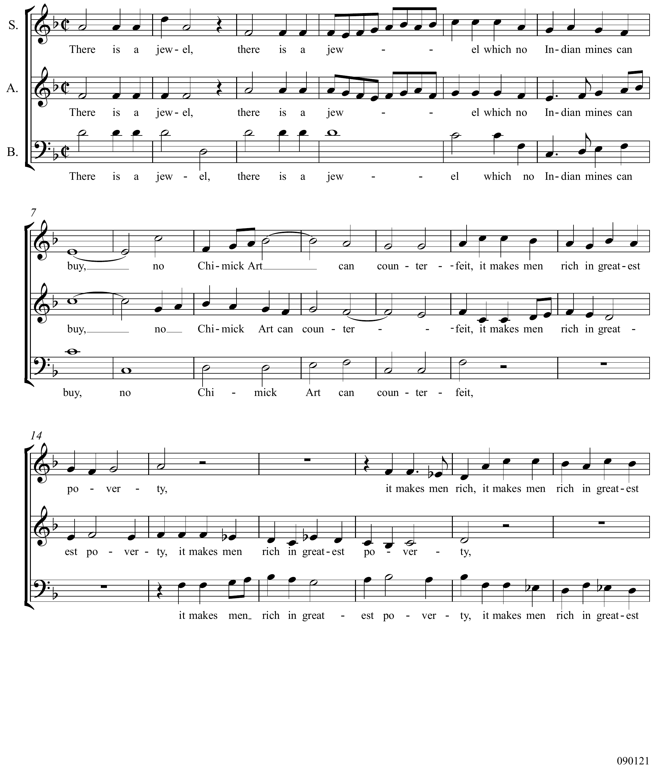 John Wilbye There is a jewel Original score page 1