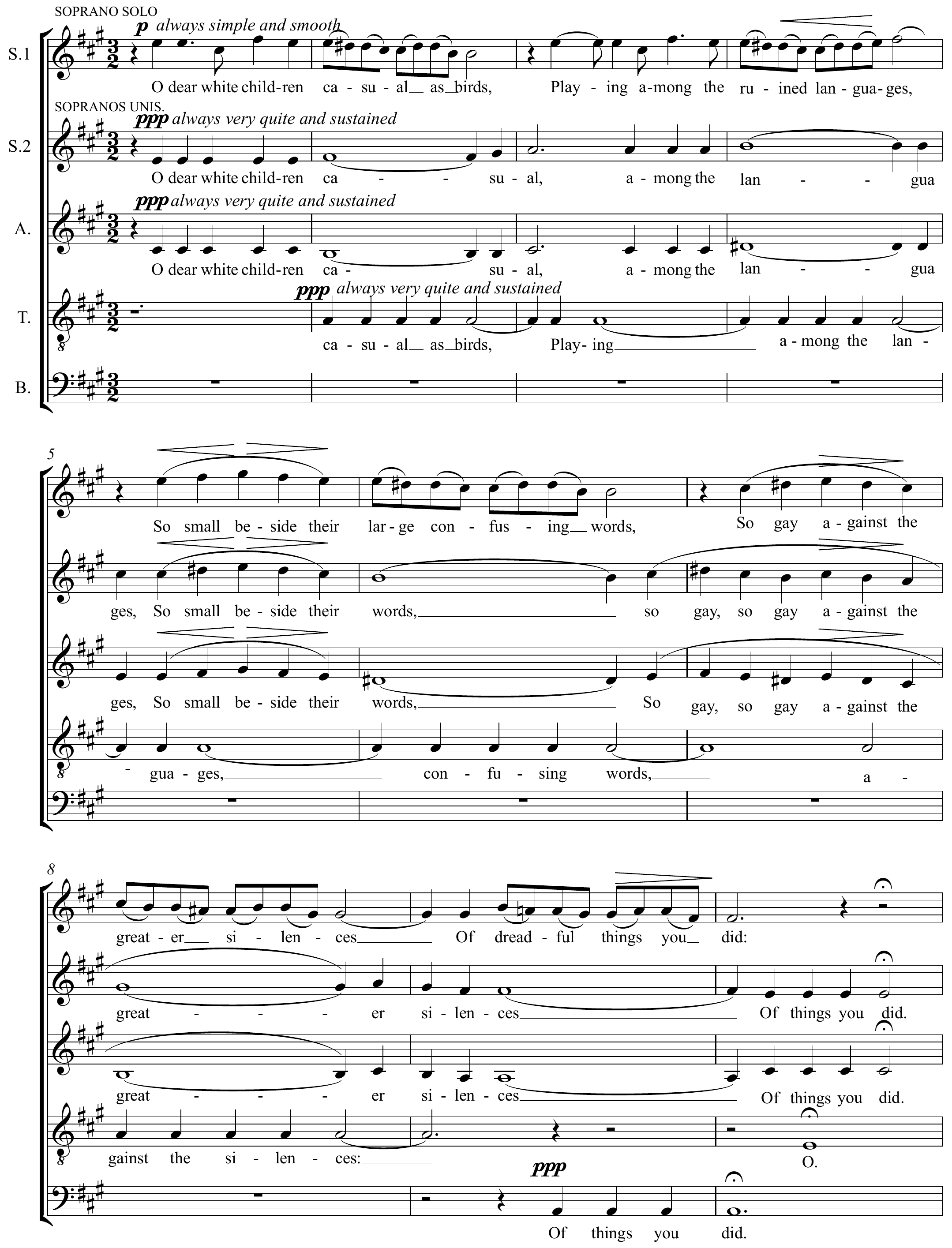Benjamin Britten Hymn to St. Cecilie Original score page 1