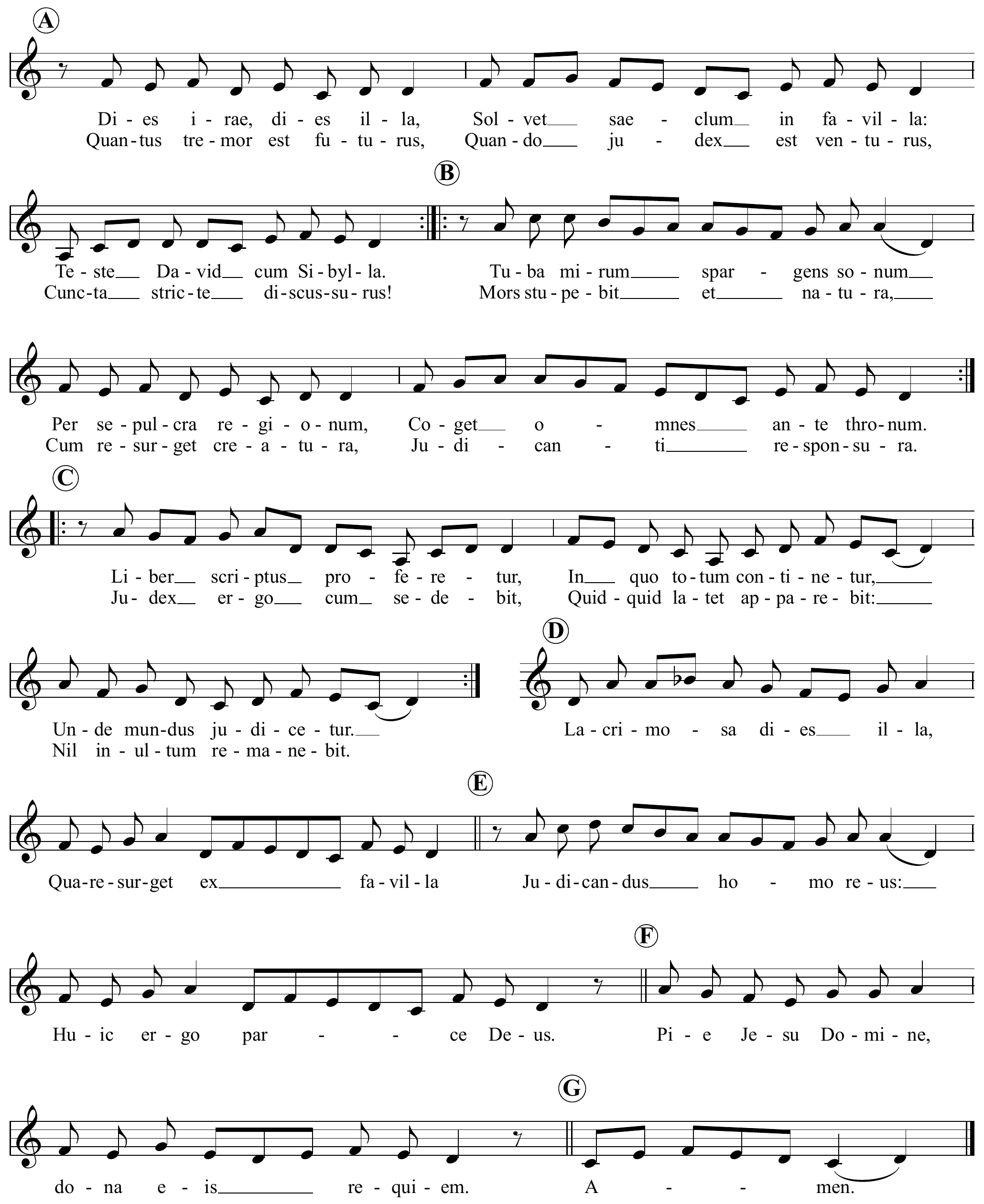 Gregorian Chant Dies irae, dies illa Original score page 1