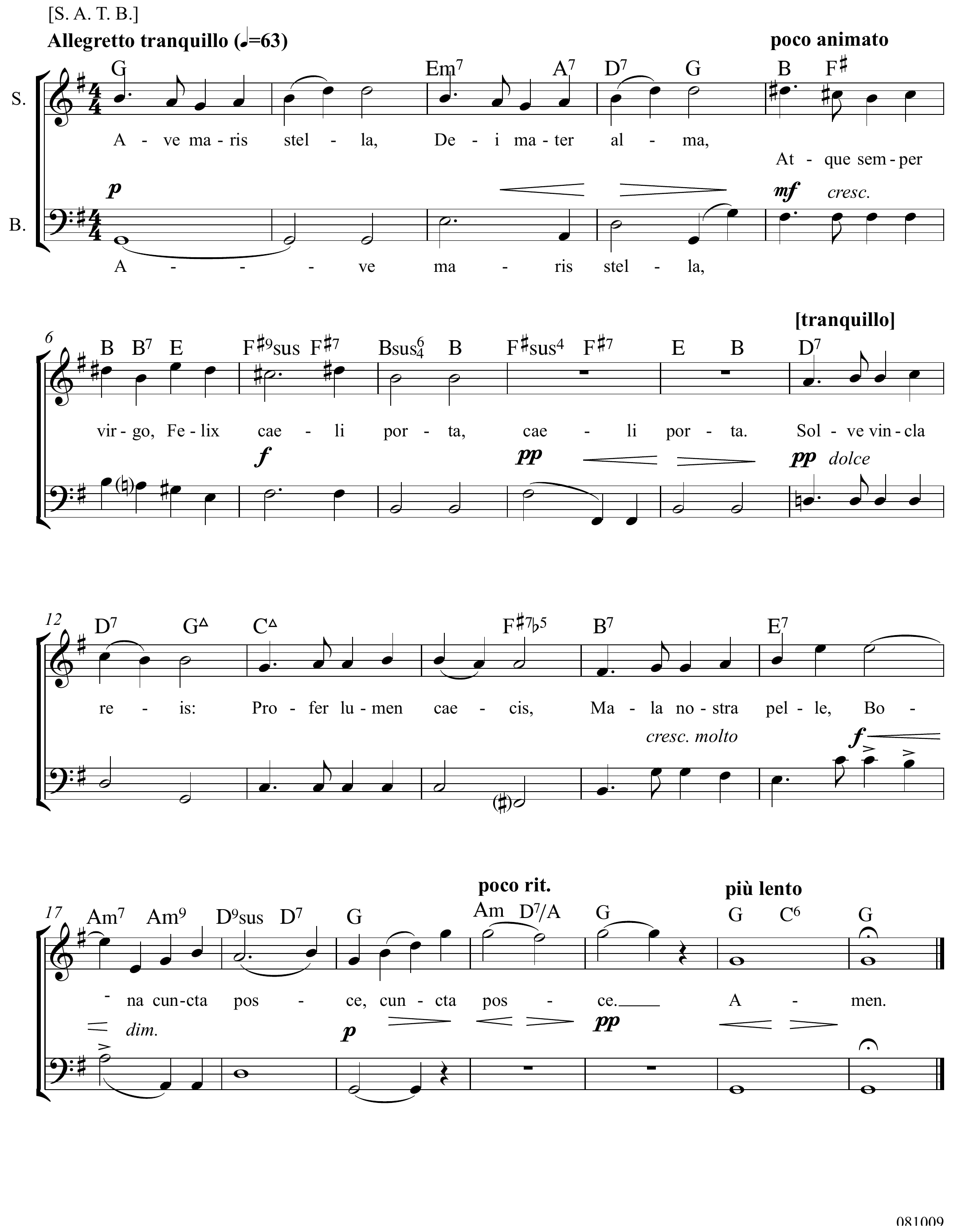 Edvard Grieg Ave maris stella Original score page 1