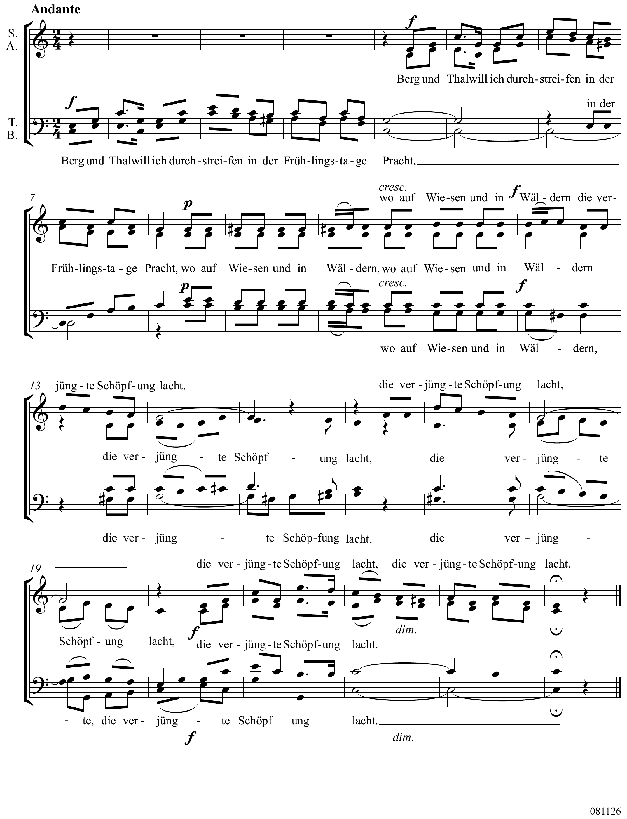 Felix Mendelssohn-Bartholdy Frühlingslied Original score page 1