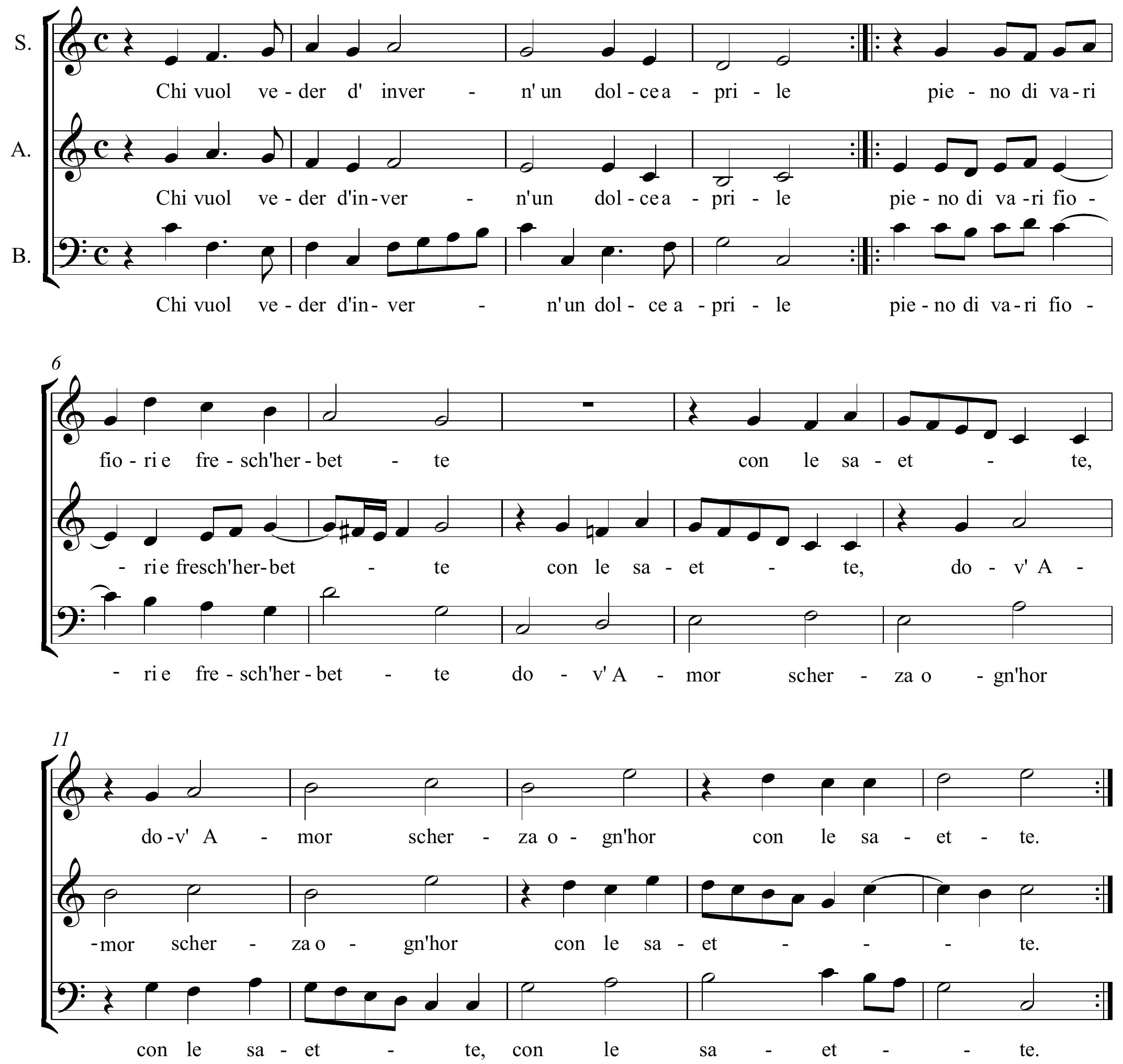 Claudio Monteverdi Chi vuol veder Original score page 1