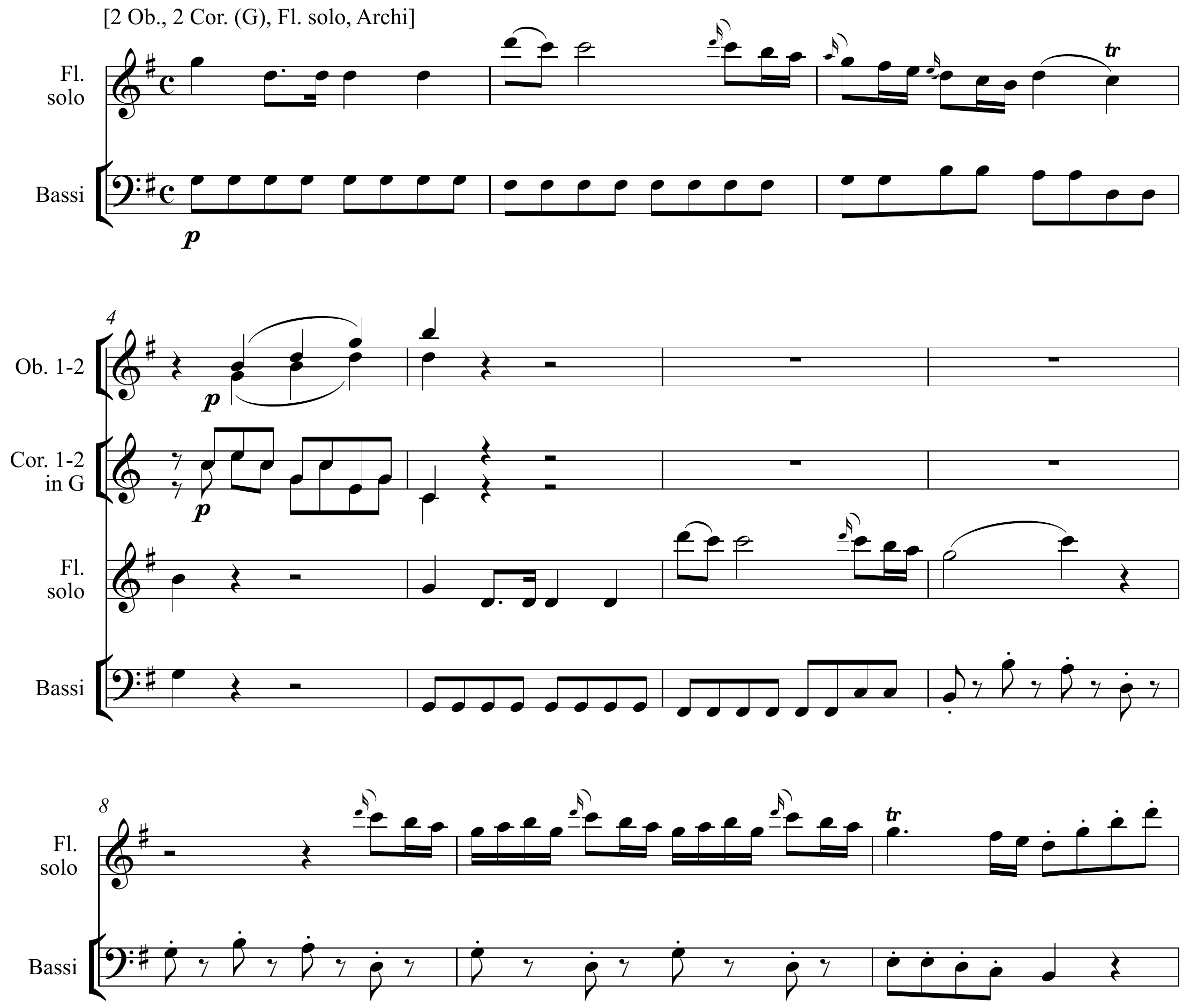 Wolfgang Amadeus Mozart Flute Concerto, KV 313 Original score page 1