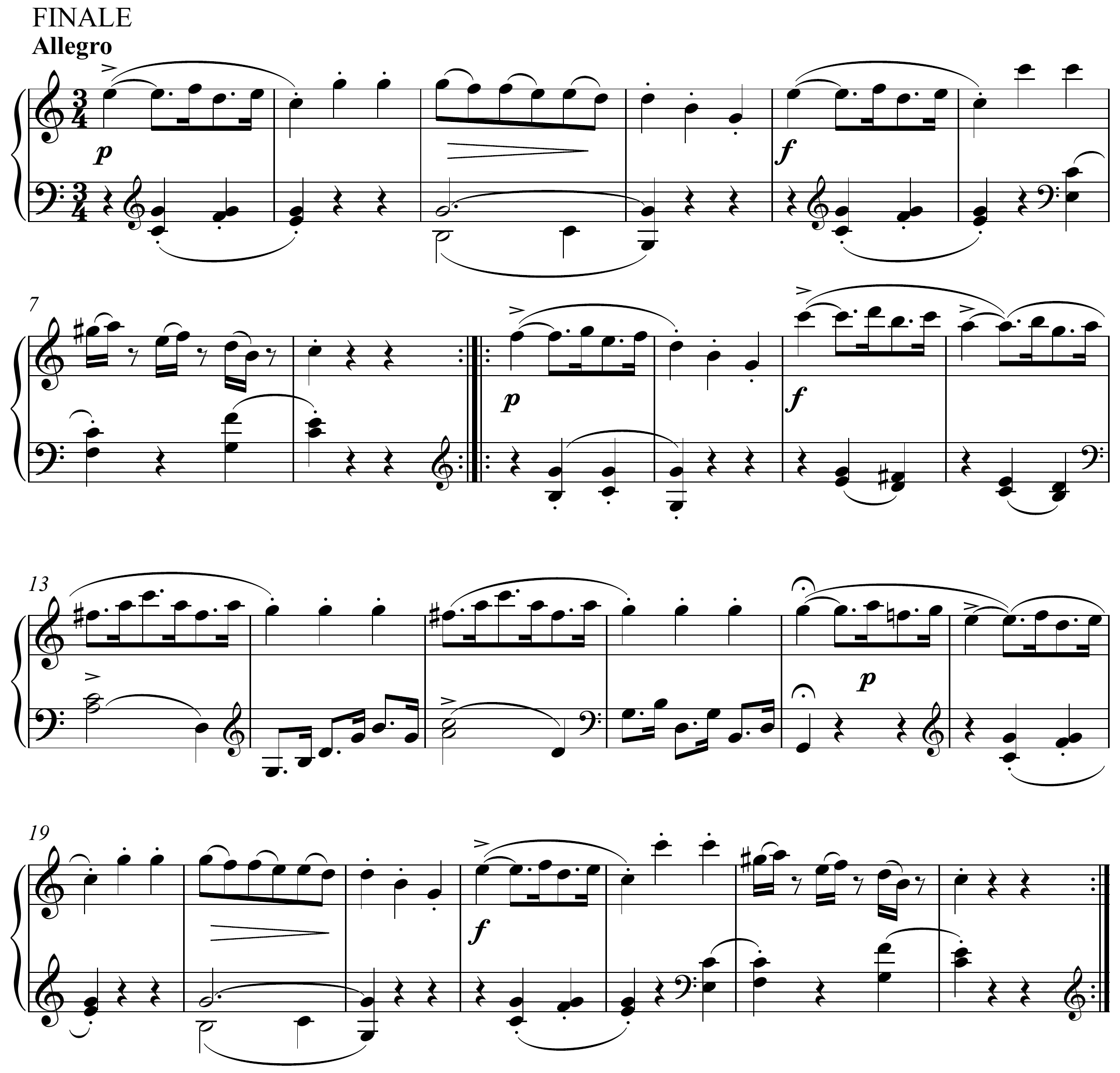Joseph Haydn Sonata in C Major, Hob. 16 No. 35, Finale Original score page 1