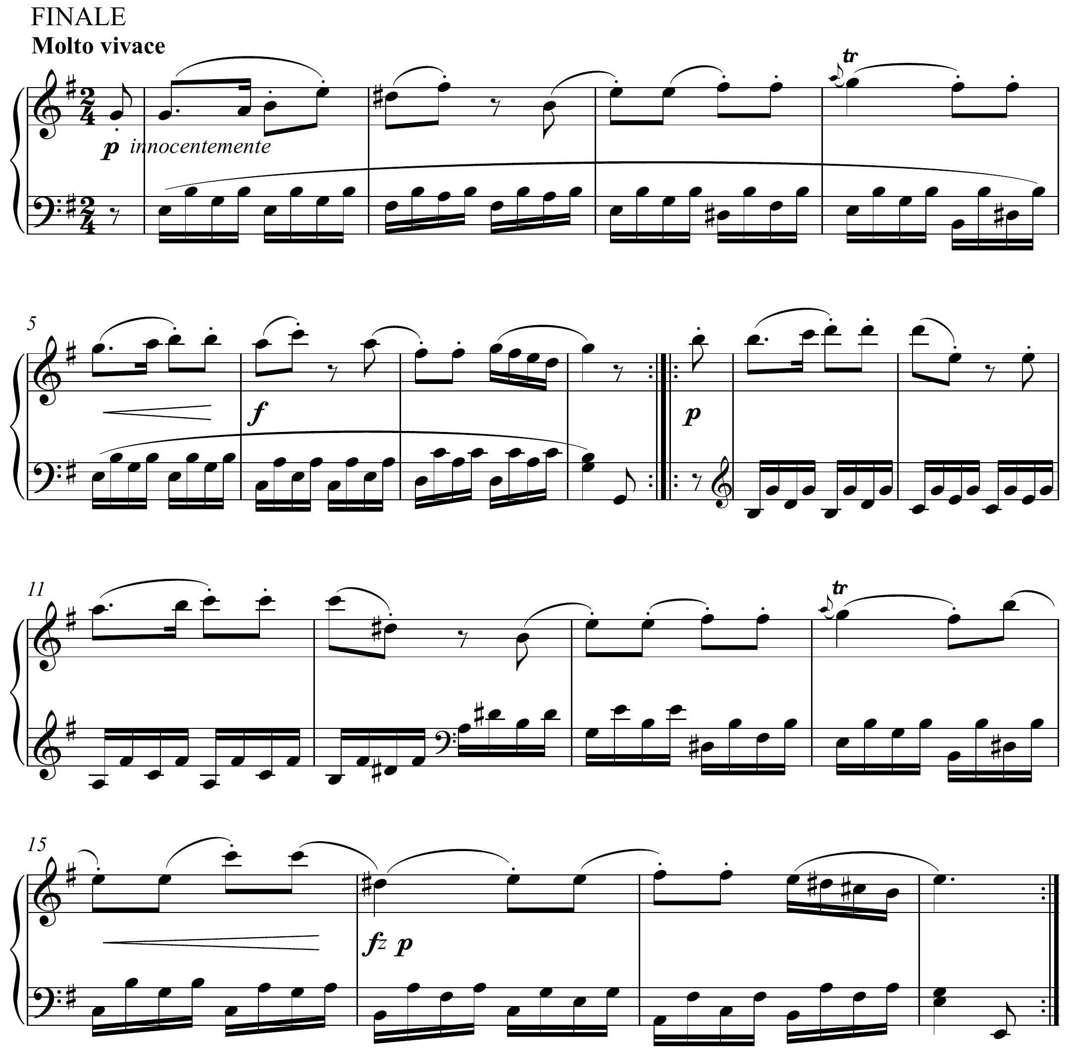 Joseph Haydn Sonata in E Minor, Hob. 16 No. 34, Finale Original score page 1