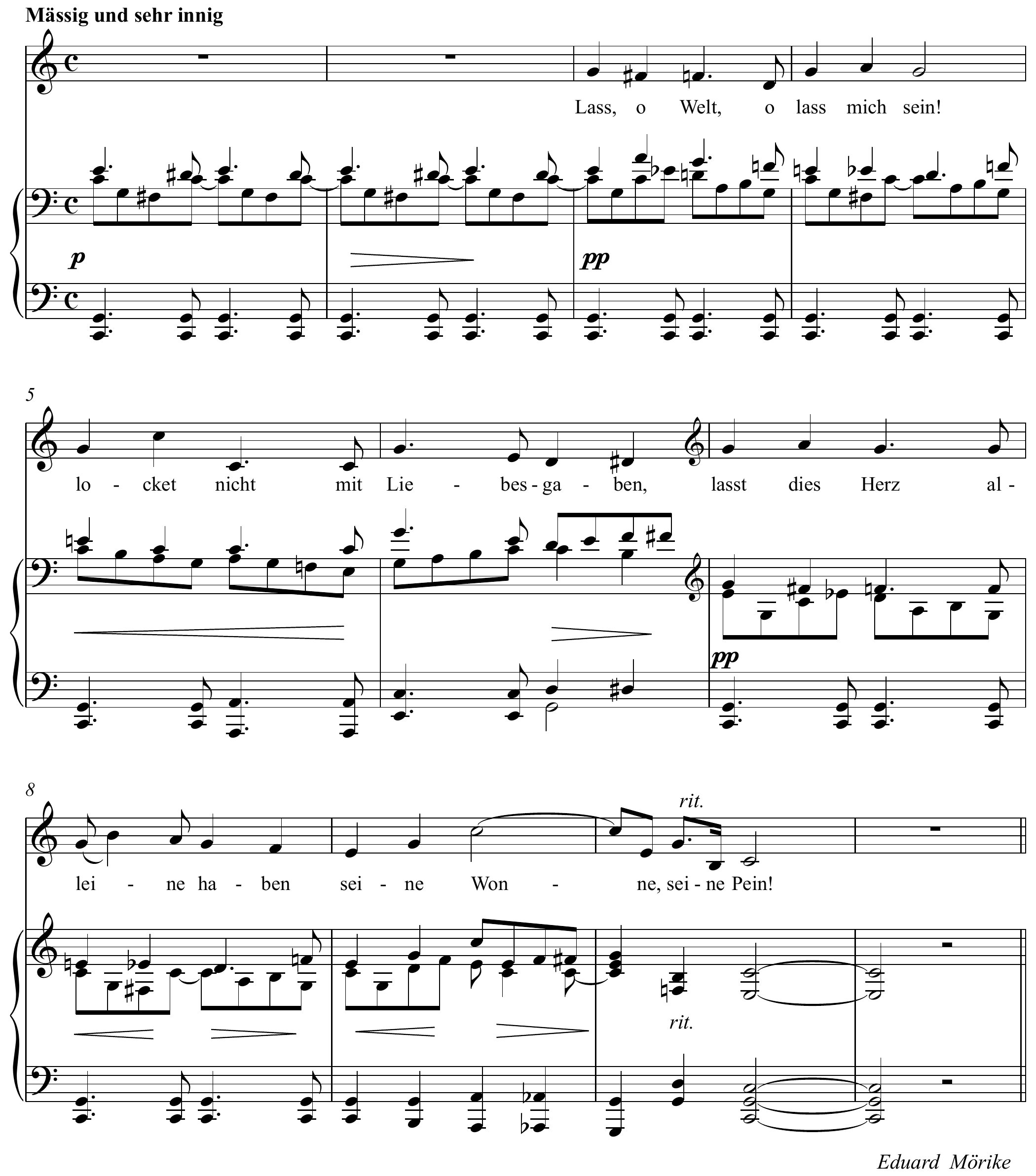 Hugo Wolf Verborgenheit Original score page 1