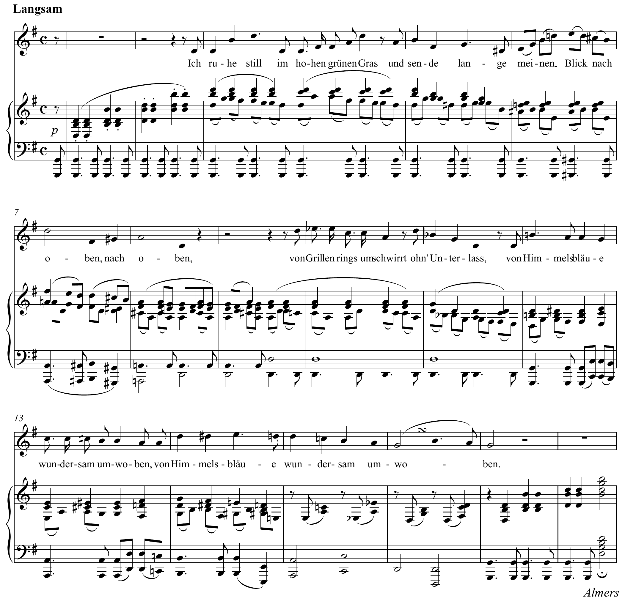 Johannes Brahms Feldeinsamkeit Original score page 1