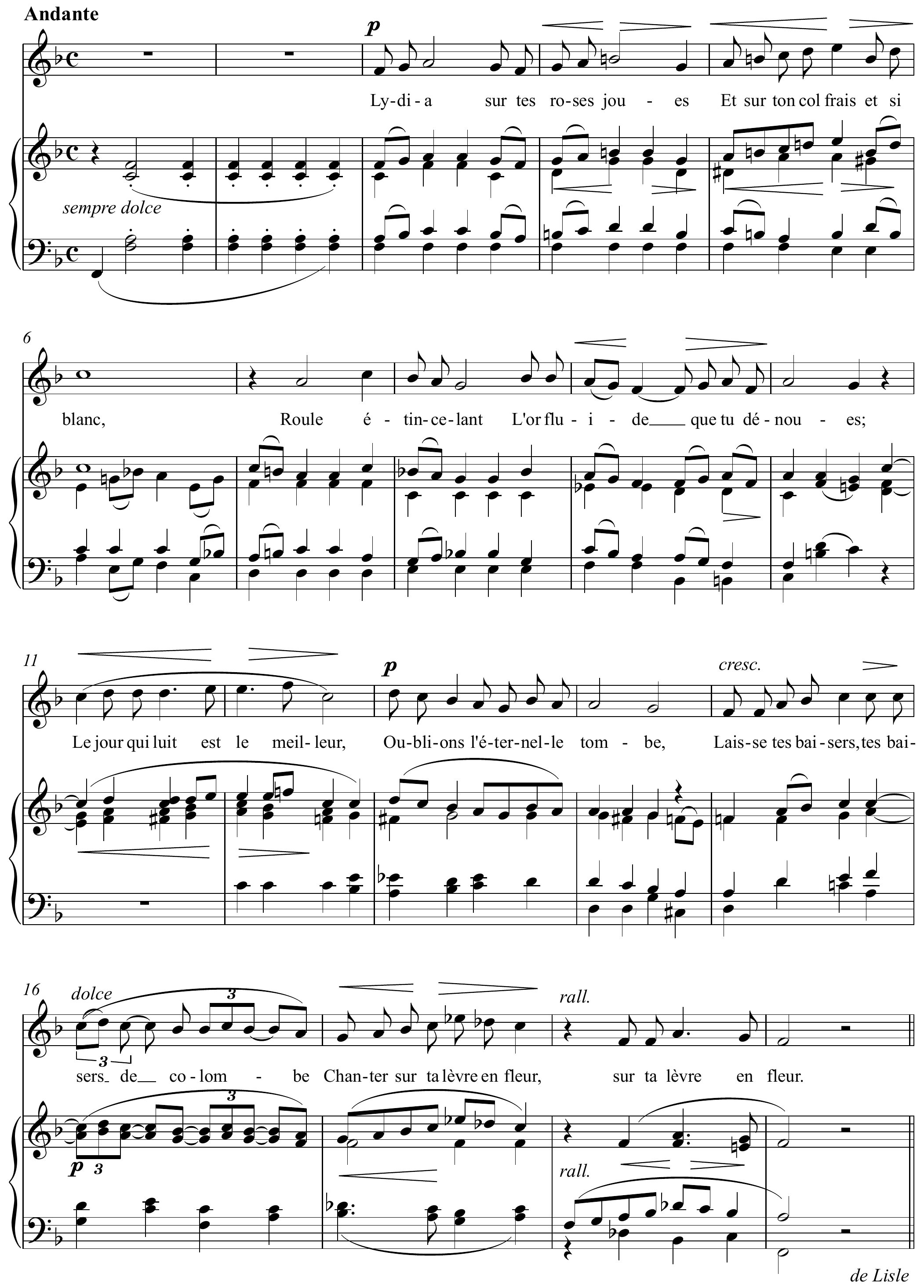 Gabriel Fauré Lydia Original score page 1