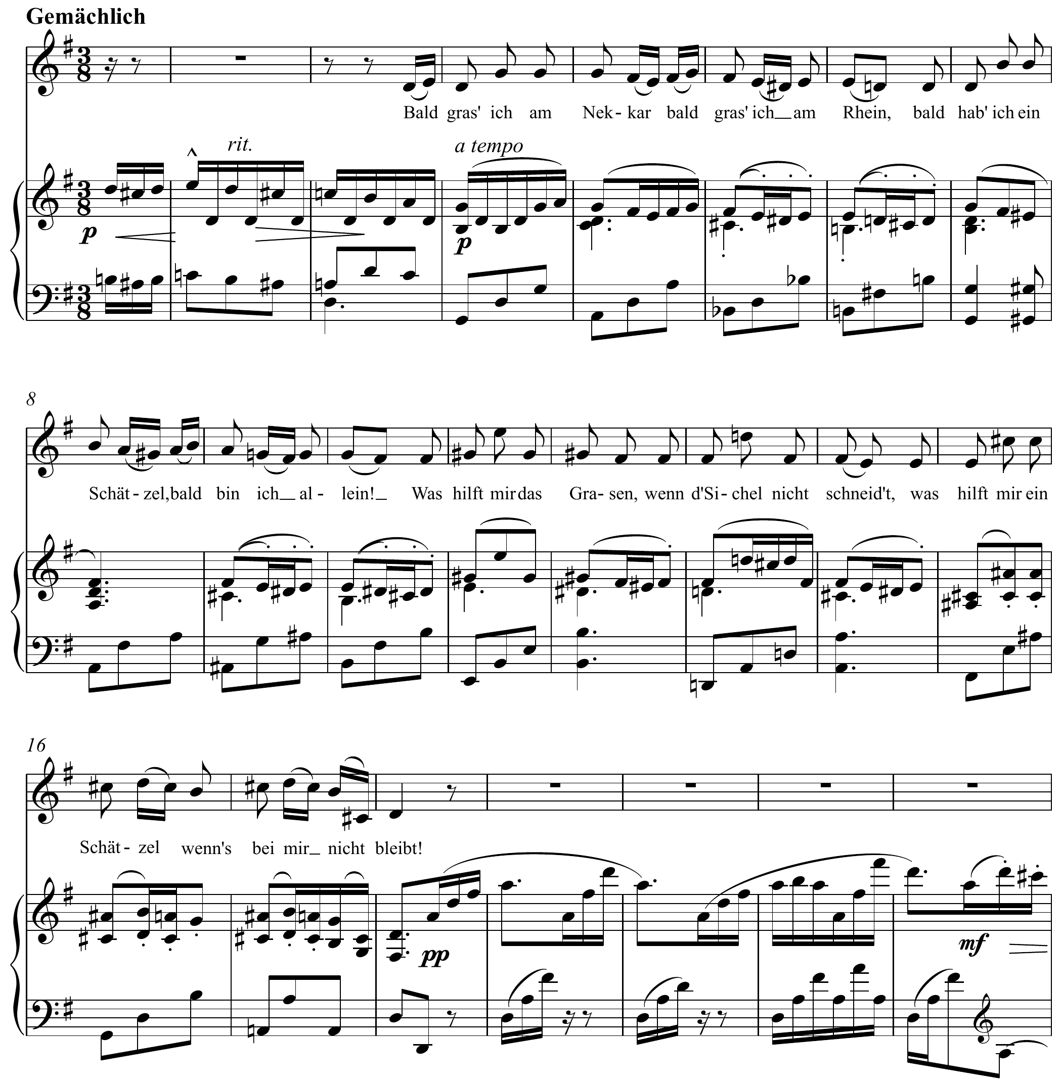 Gustav Mahler Rheinlegendchen Original score page 1