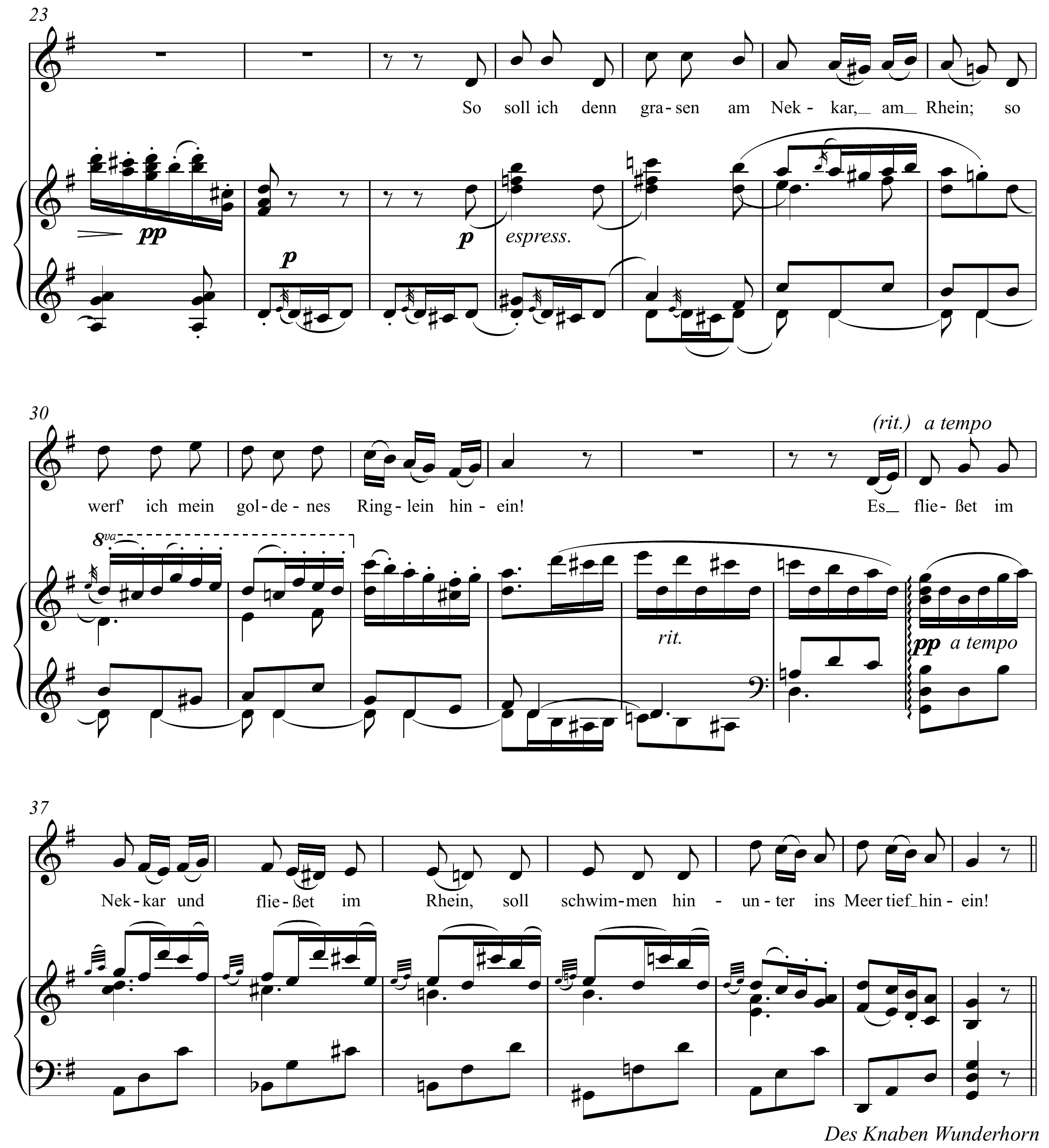 Gustav Mahler Rheinlegendchen Original score page 2