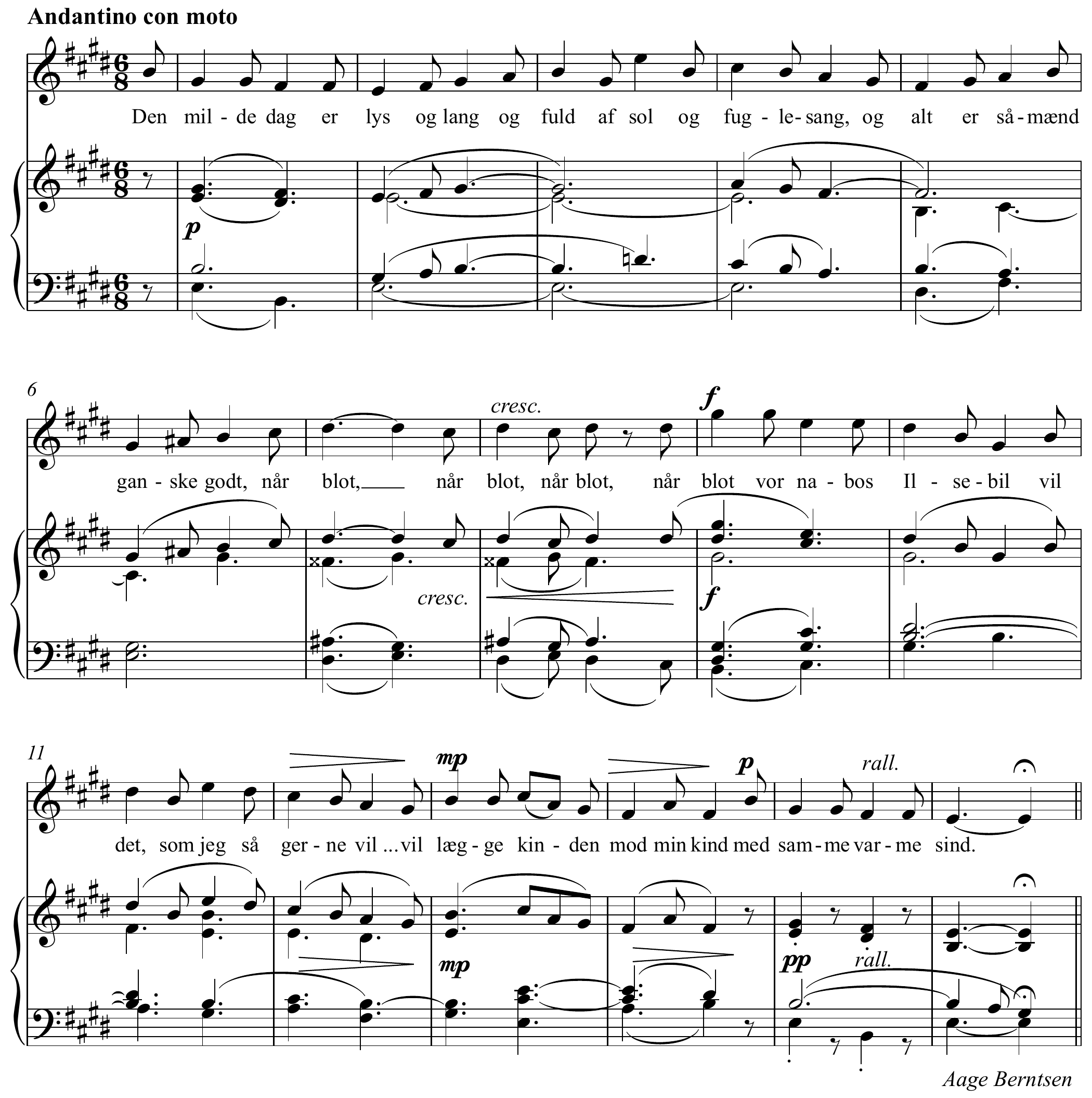 Carl Nielsen Den milde dag Original score page 1